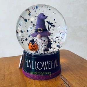 Rae Dunn HALLOWEEN Gnome Trick or Treater with Pumpkin and Bats Snow Globe NEW!